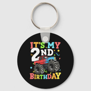 Kids Monster Truck Its My 2nd Birthday Boy Two 2 T Key Ring