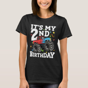 Kids Monster Truck Its My 2nd Birthday Boy Two 2 T T-Shirt