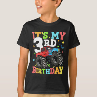 Kids Monster Truck Its My 3rd Birthday Boy 3 Three T-Shirt