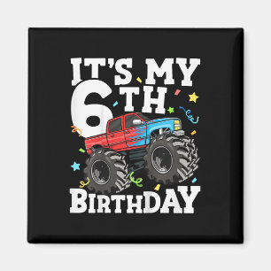 Kids Monster Truck Its My 6th Birthday Boy 6  Magnet