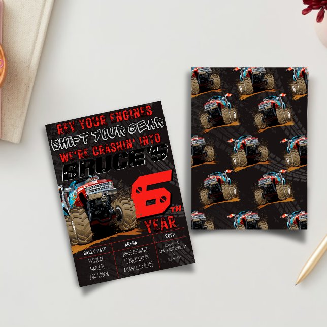 Kids Monster Truck Rally Birthday Party Invitation (Creator Uploaded)