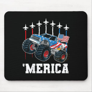 Kids Monster Truck Usa Flag Patriotic Toddlers Boy Mouse Pad