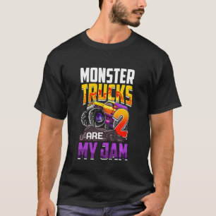 Kids Monster Trucks Are My Jam 2nd Birthday Monste T-Shirt
