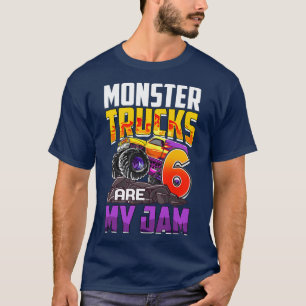 Kids Monster Trucks Are My Jam 6th Birthday Monste T-Shirt