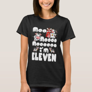 Kids Moo Moo I'm 11 Farm Theme Birthday 11 Years T-Shirt
