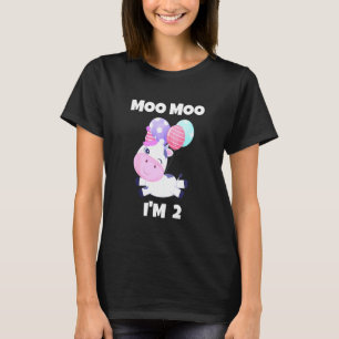 Kids Moo Moo Im Two Cow 2nd Birthday Cows Animals T-Shirt