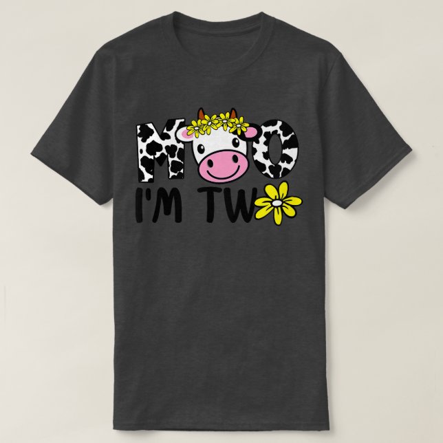 Kids Mooo I'm Two Cute Cow Farmer Baby 2nd Birthda T-Shirt (Design Front)