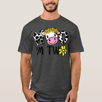 Kids Mooo I'm Two Cute Cow Farmer Baby 2nd Birthda T-Shirt