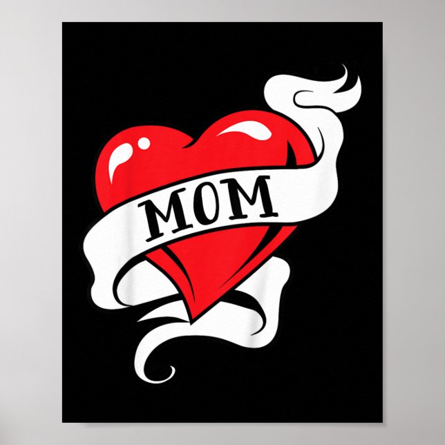 Kids Mum Heart Tattoo For Mothers Day Love Mum  Poster (Front)