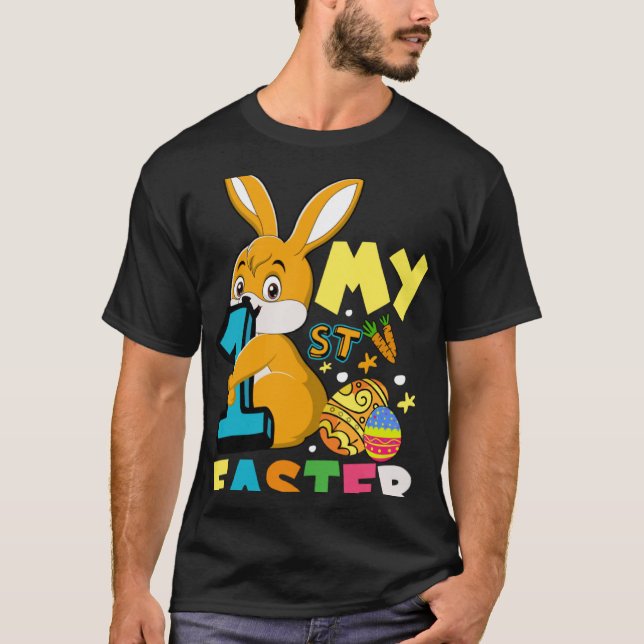 Kids My 1st Easter Bunny Christian Easter Day T-Shirt (Front)