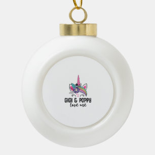 Kids My Gigi and Poppy Love Me Unicorn T-Shirt Ceramic Ball Christmas Ornament