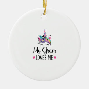 Kids My Gram Loves Me Unicorn Granddaughter T-Shir Ceramic Ornament