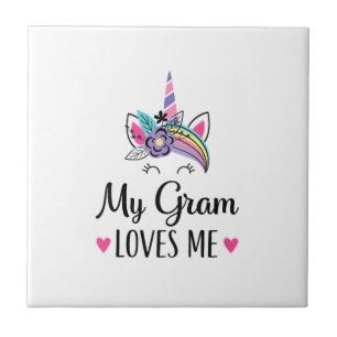 Kids My Gram Loves Me Unicorn Granddaughter T-Shir Ceramic Tile