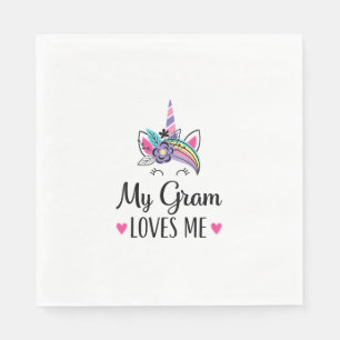 Kids My Gram Loves Me Unicorn Granddaughter T-Shir Napkin