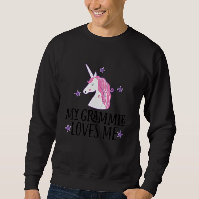 Kids My Grammie Loves Me Grandchild Unicorn Sweatshirt (Front)