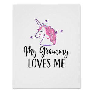 Kids My Grammy Loves Me Unicorn Grandchild T-Shirt Poster