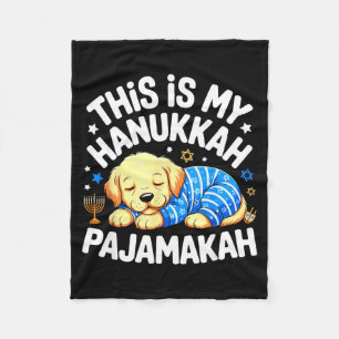 Kids My Hanukkah Pajamas Pajamakah Puppy Hanukkah  Fleece Blanket