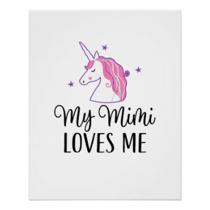 Kids My Mimi Loves Me Girl Unicorn Granddaughter T Poster