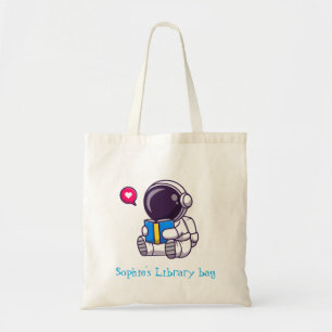 Kid's name astronaut book library bag
