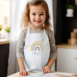 Kids Name Boho Pastel Earth Tones Kids Apron<br><div class="desc">This kids' apron features a boho rainbow in muted pastel earth tones of gray,  peach,  green and gold. Personalize it with her name in gray handwriting script.</div>