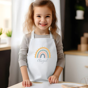Kids Name Boho Pastel Earth Tones Kids Apron