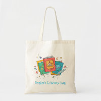 Kid's name cute books library bag