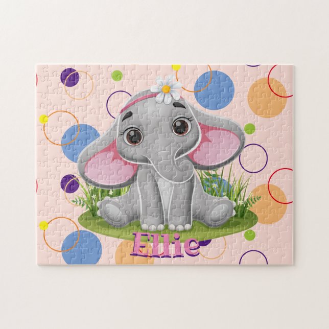 Kids Name Elephant Puzzle Learning Activity (Horizontal)