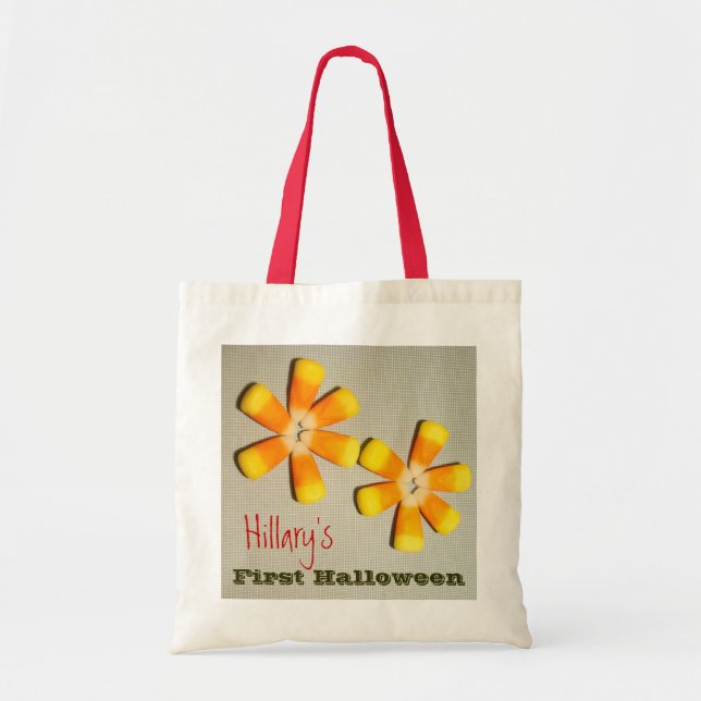 Kid's Name First Halloween bags Candy Corn Custom (Front)