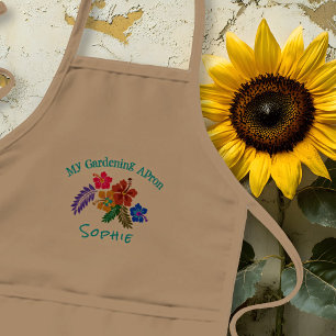 Kids Name Gardening Apron Hibiscus Flowers