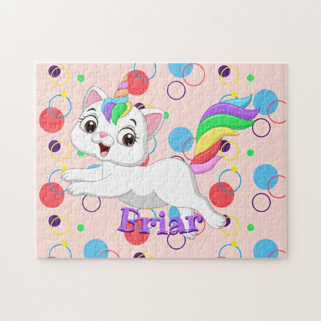 Kids Name Happy Kittycorn Puzzle Learning Activity (Horizontal)