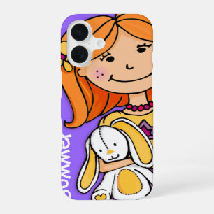 Kids name iphone girl cuddle purple yellow 16 case