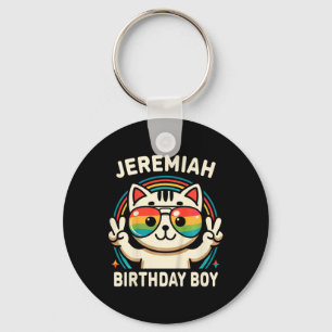 Kids Name Jeremiah Birthday Boy Cat  Key Ring