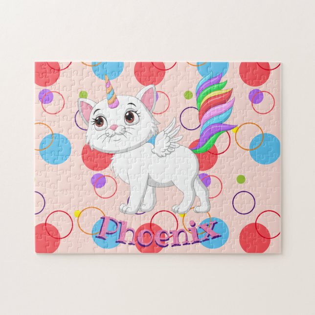 Kids Name Kitty Unicorn Puzzle Learning Activity (Horizontal)