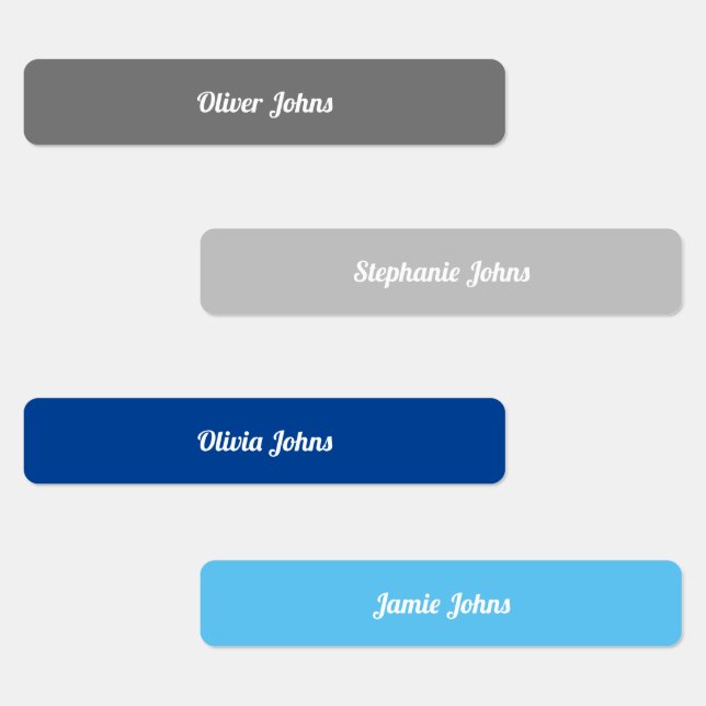 Kids Name Label School Grey Blue Colour Code Cool (Group)