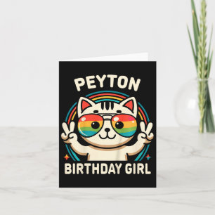 Kids Name Peyton Birthday Girl Cat Card