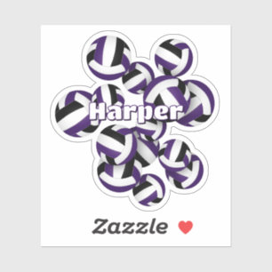 kids name purple black team colours volleyballs