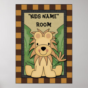 Kids name room poster Lion