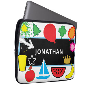 Kids Name School Chalkbaord Balloon Star  Laptop Sleeve