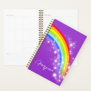 Kids named colourful rainbow purple  planner