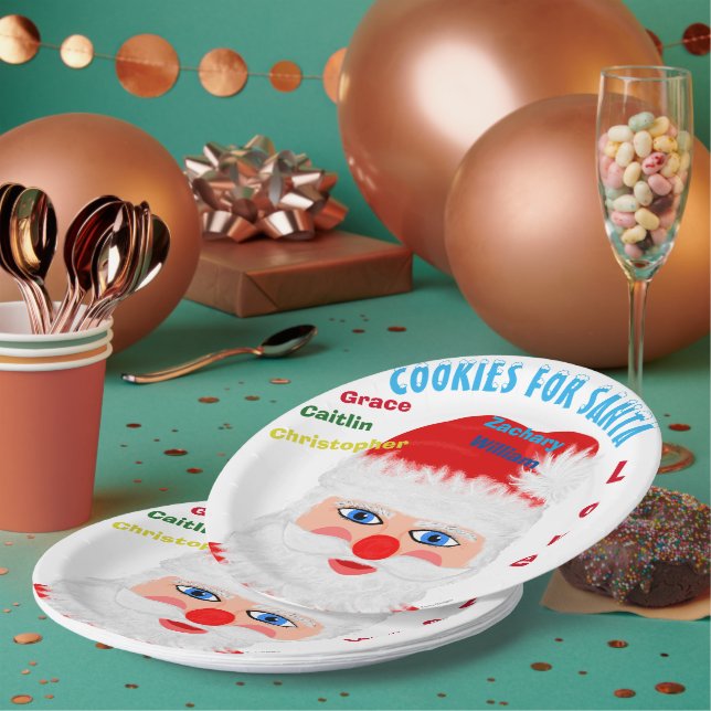 Kids Names Cookies for Santa Paper Plate (Multi)