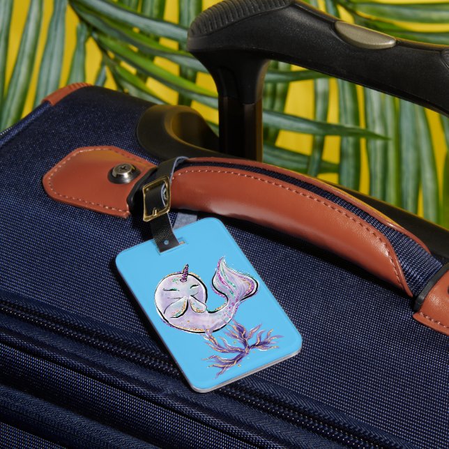 Kids Narwhale Luggage Tag (Front Insitu 1)