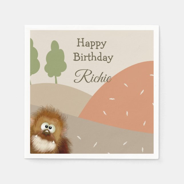 Kids Nature Big Foot/ Sasquatch Birthday Party     Napkin (Front)