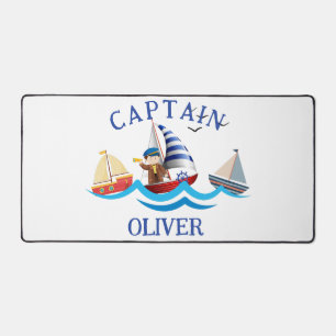 Kids Nautical Boat Captain Personalised Desk Mat