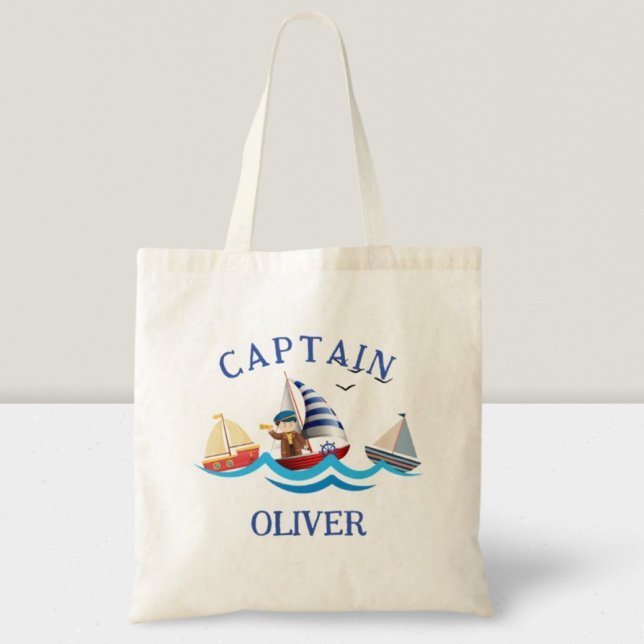 Kids Nautical Boat Captain Personalised Tote Bag (Creator Uploaded)