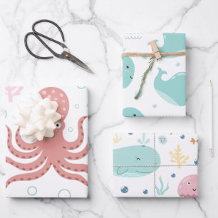 Kids Nautical Pattern Wrapping Paper Sheet