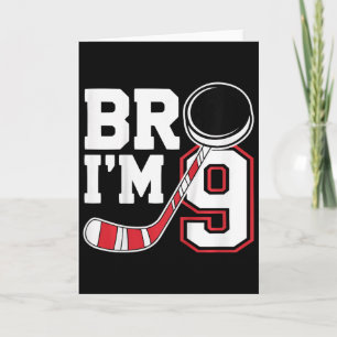 Kids Nine Years Old Tee 9th Birthday Hockey Player Card