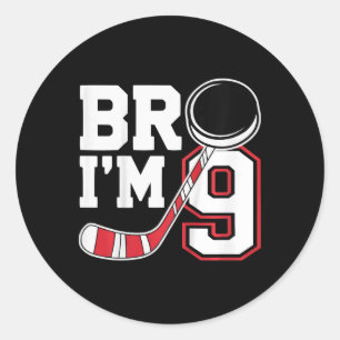Kids Nine Years Old Tee 9th Birthday Hockey Player Classic Round Sticker