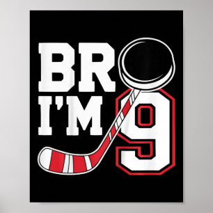 Kids Nine Years Old Tee 9th Birthday Hockey Player Poster