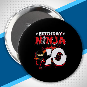 Kids Ninja Birthday Party Gift - 10 Year Old Cm Round Badge