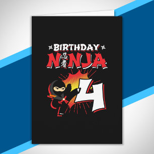 Kids Ninja Birthday Party Gift - 4 Year Old Card